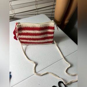 Lord Krishna handcrafted bag white & red 100%cotton